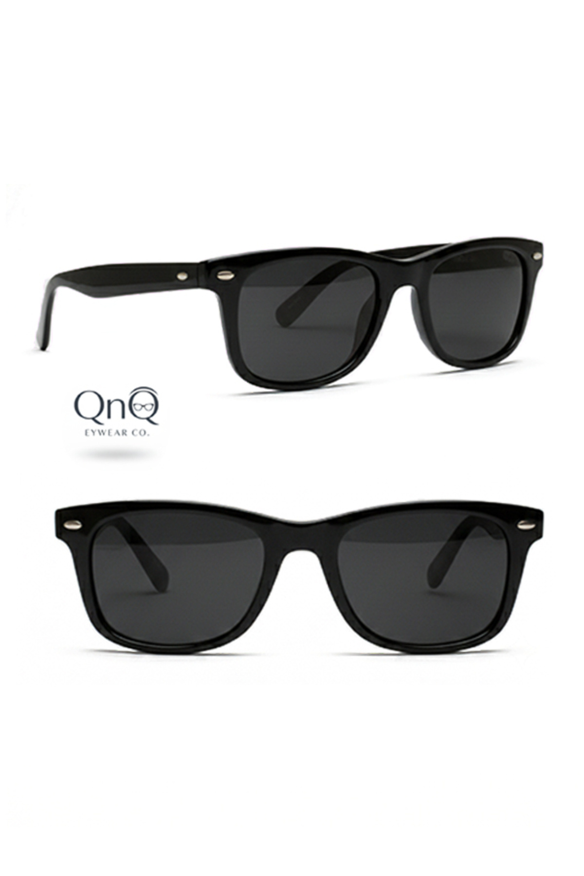 QnQ Siyah Güneş Gözlüğü Unisex görsel 4