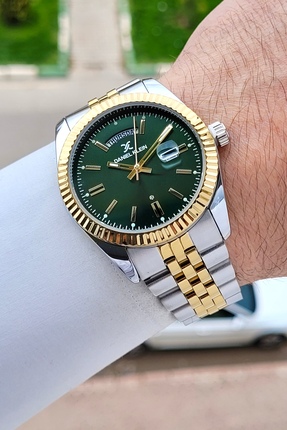 Daniel Klein Kadranı Yeşil Kordonu Gold Gümüş Renk 42 Mm Erkek Kol Saati