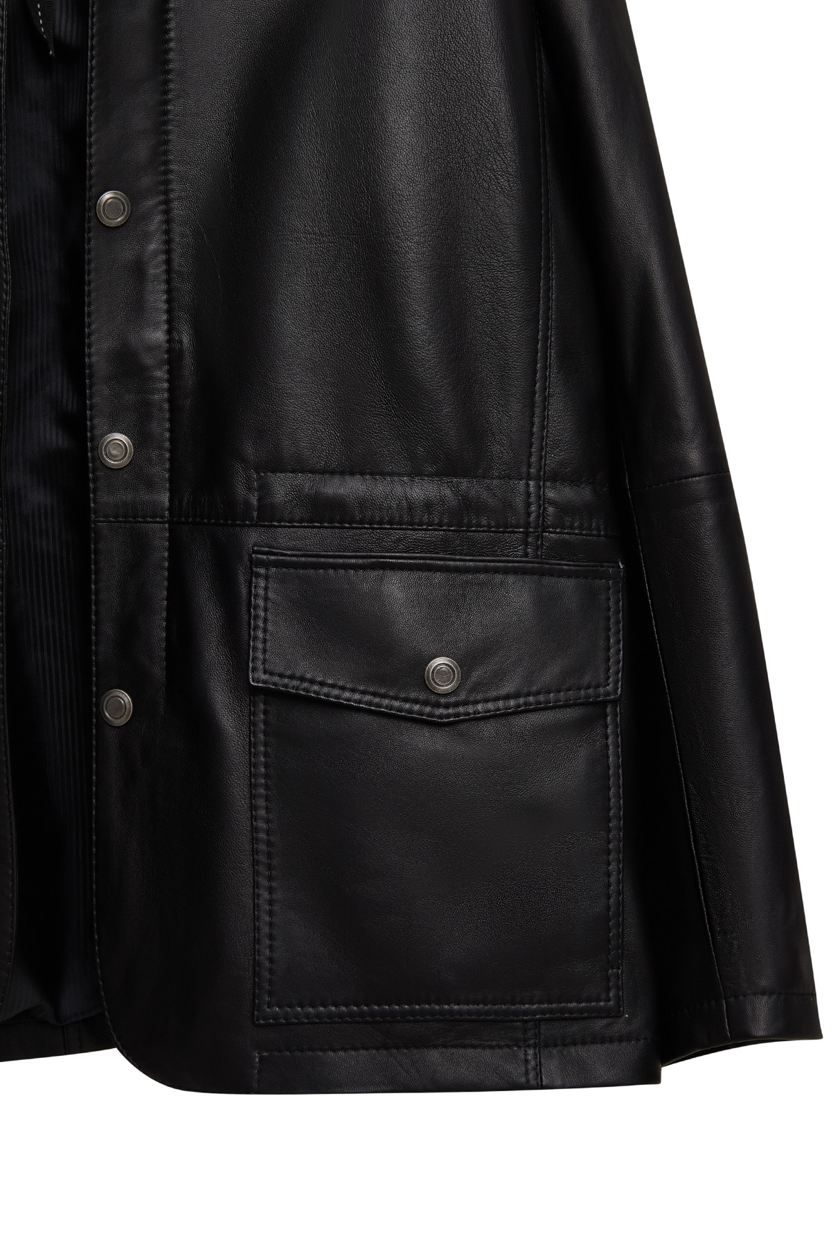 Derimod  Salah Erkek Siyah Gömlek Yaka Deri Mont 25WGD6585U4 - Görsel 8