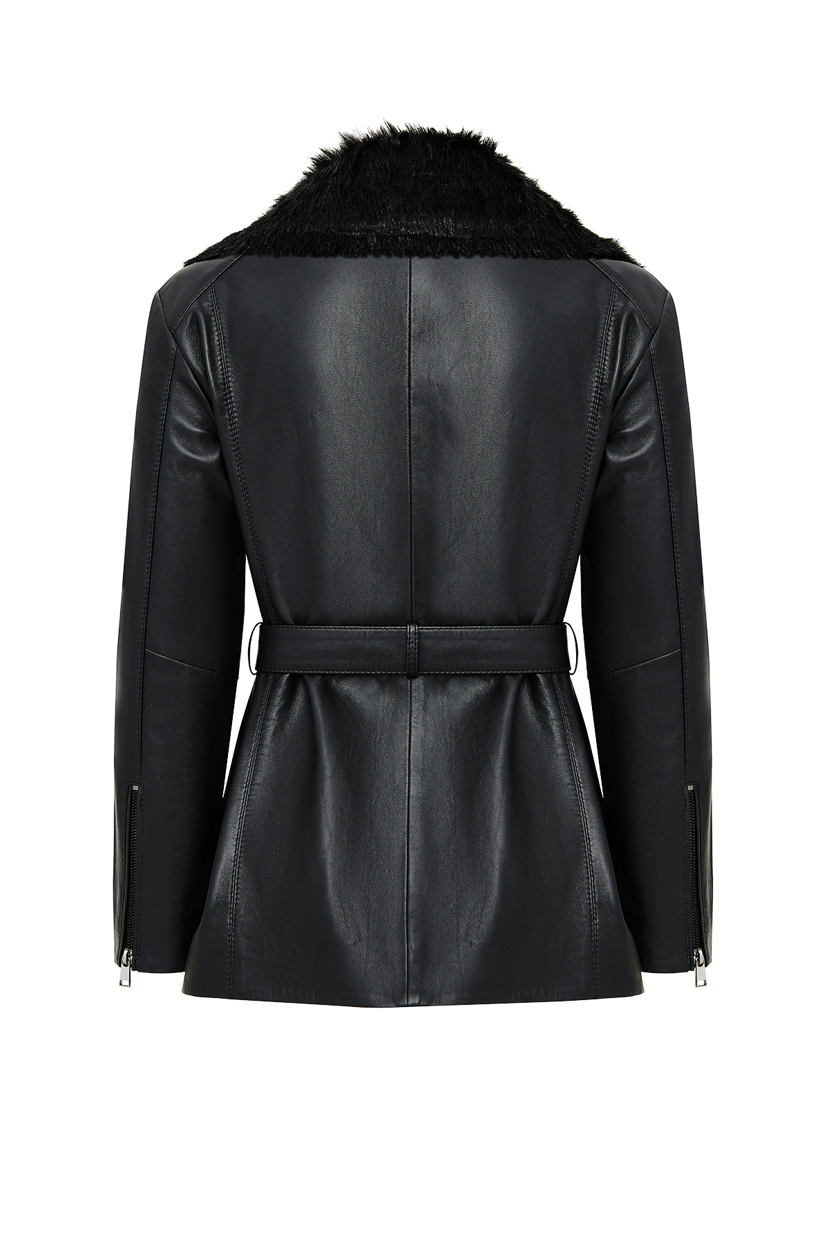 Derimod  Scarlet Kadın Siyah Kürk Yaka Deri Mont 25WGD5621U5 - Görsel 2