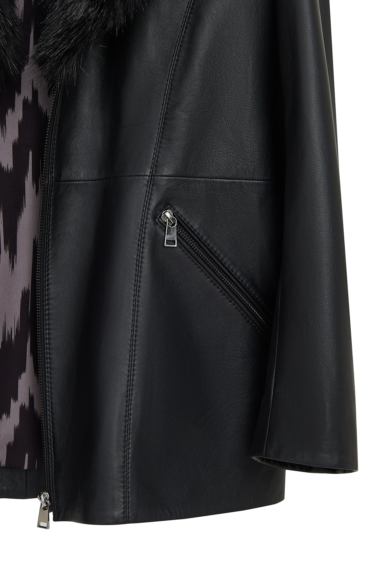 Derimod  Scarlet Kadın Siyah Kürk Yaka Deri Mont 25WGD5621U5 - Görsel 7