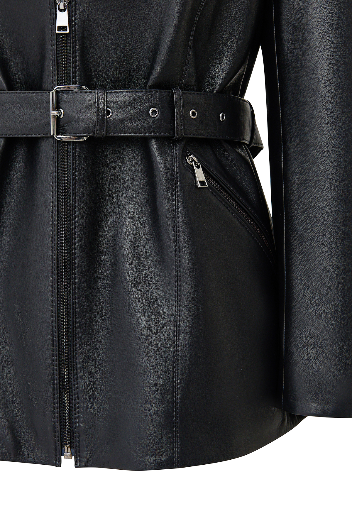 Derimod  Scarlet Kadın Siyah Kürk Yaka Deri Mont 25WGD5621U5 - Görsel 6