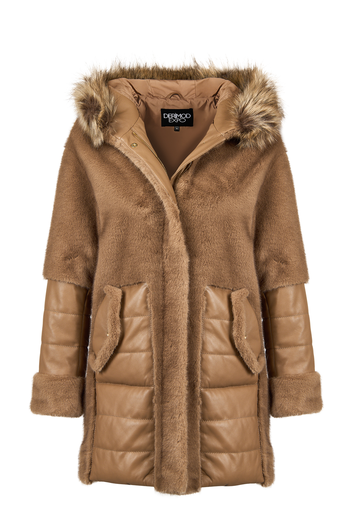 Derimod  Virginia Kadın Kahverengi Kapüşonlu Uzun Teddy Kaban 25WGP5131FF - Görsel 3