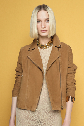 Derimod Alba Kadın Camel Biker Süet Deri Ceket 24WGD528210