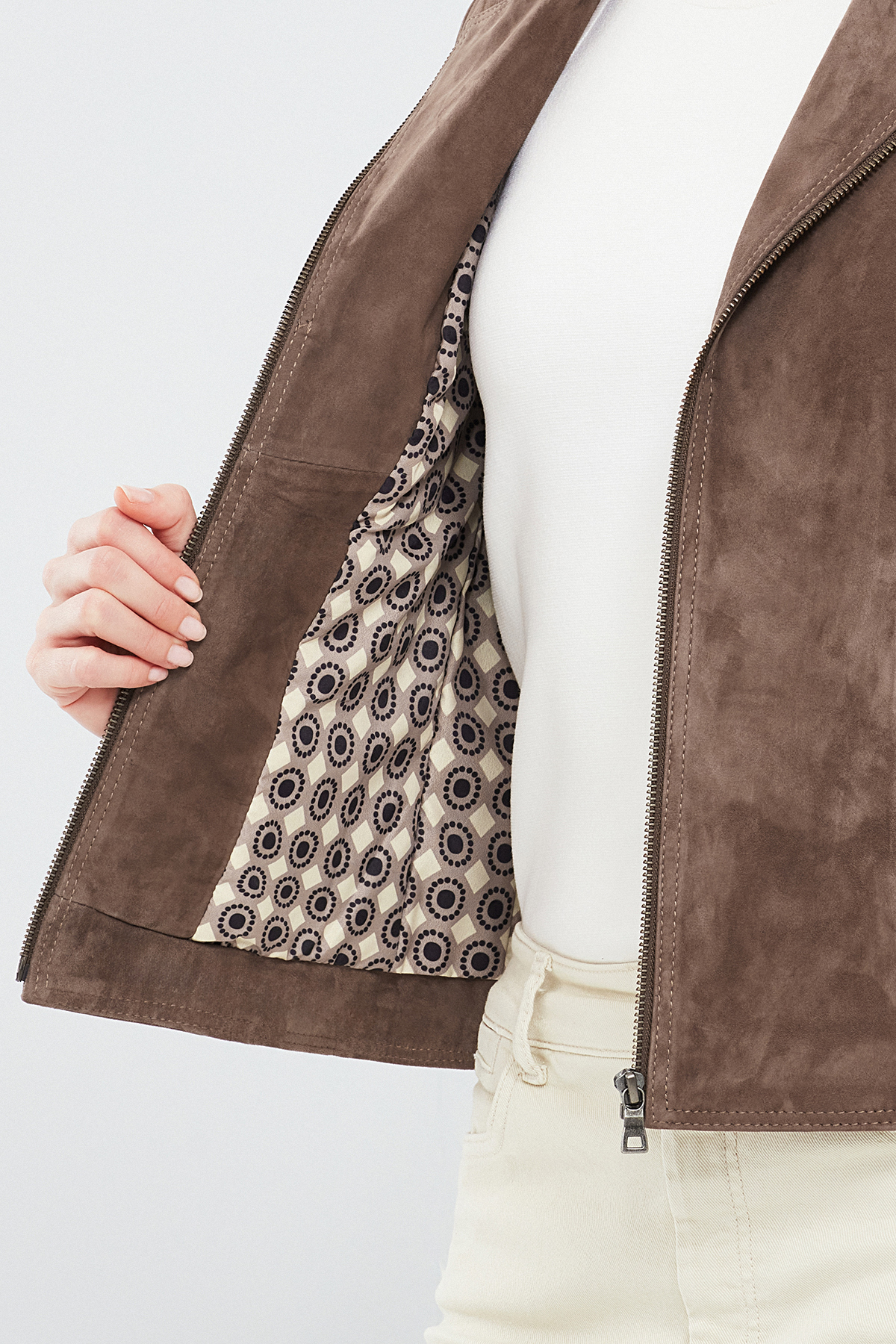 Derimod  Lara Kadın Vizon Süet Deri Ceket 23WGE588110 - Görsel 6