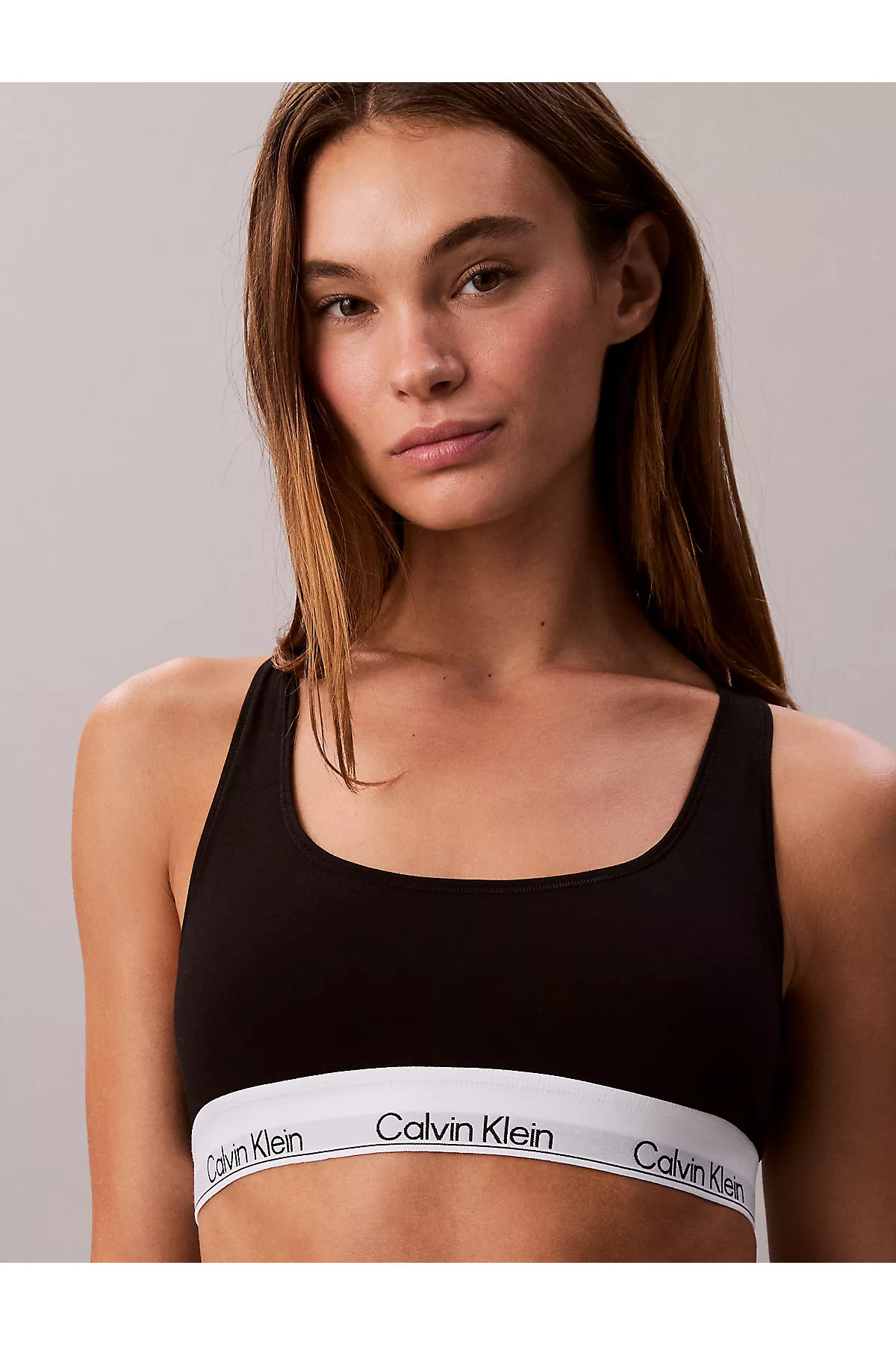 Calvin Klein  Kadın Kare Yaka Lastikli Dar Calvin Yazı Desenli Siyah1 Bralet - Görsel 5