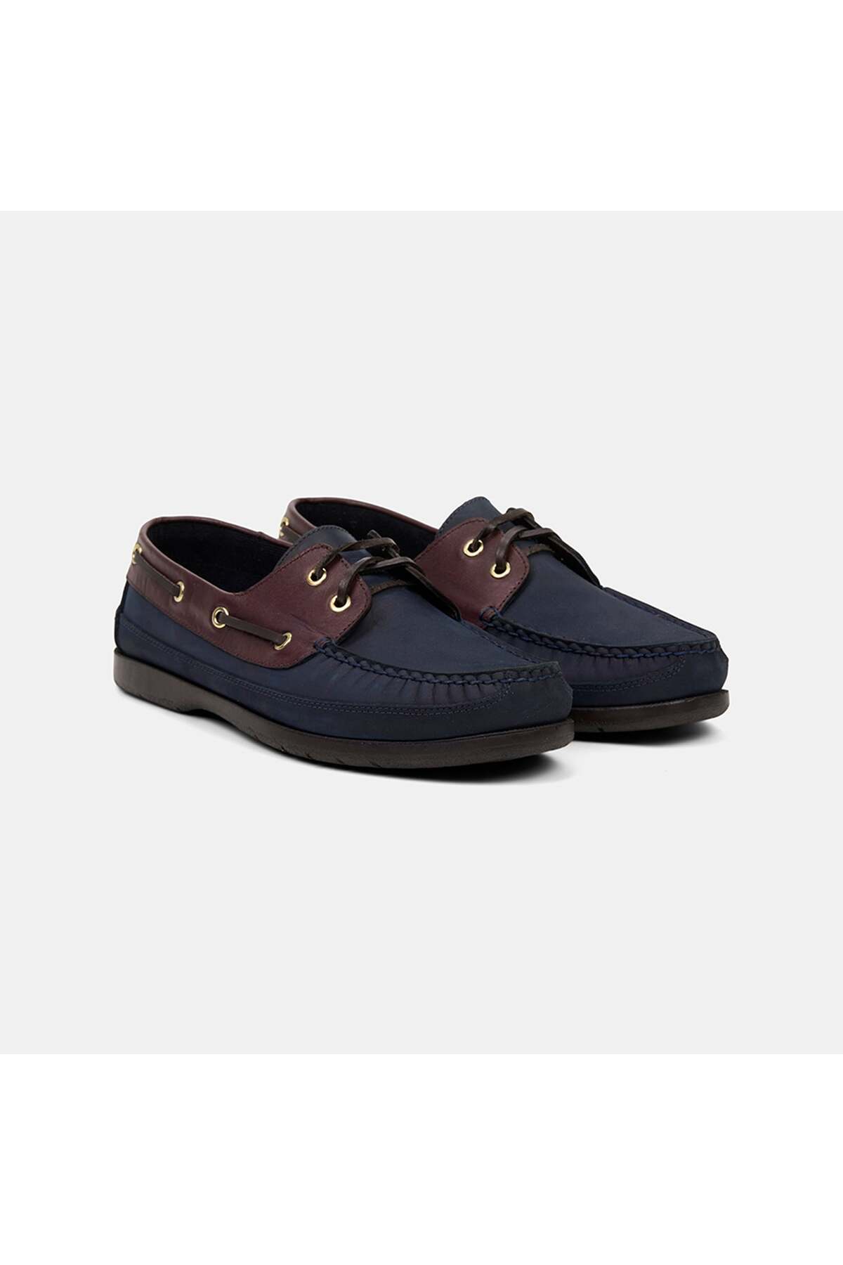 Desa Erkek Lacivert - Bordo Detaylı Nubuk Deri Loafer