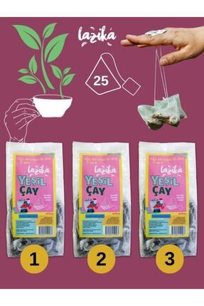 LAZİKA (3'LÜ SET) Avantajlı Yeşil Çay Seti-25'li PLA Piramit Poşet,Antioksida...