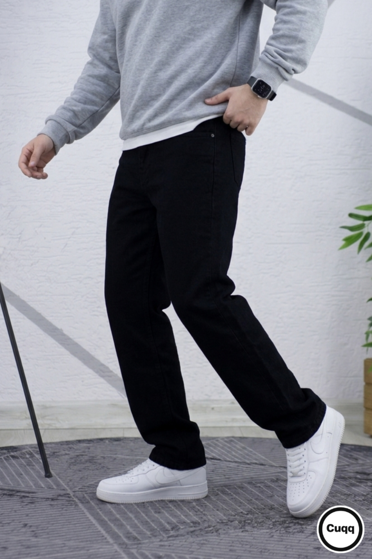 Erkek Siyah Baggy Jean Rahat Kesim Sokak Modası Oversize Bol Paça Günlük Kot Pantolon