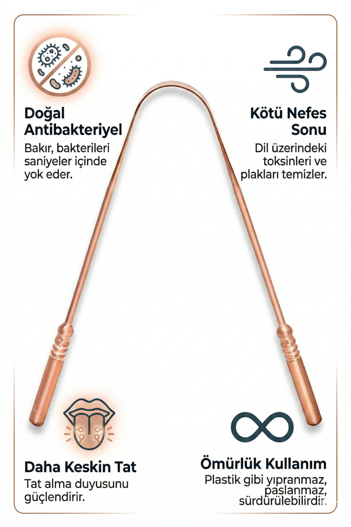 Soillium %100 Bakır Dil Sıyırıcı Temizleme Aparatı Yoga Dil Kazıma Çubuğu Universal Temizleyici Kazıyıcı - Fiyatı, Yorumları