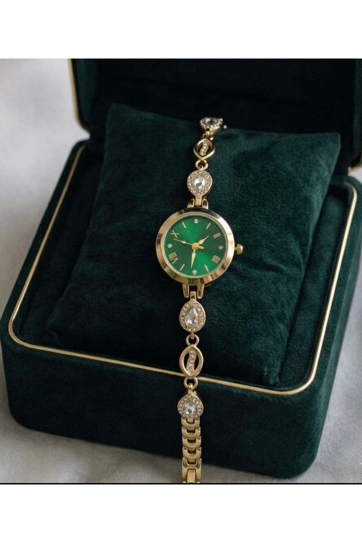 Spectrum  Yeşil Renk Vintage Taş Desenli Kadın Kol Saati