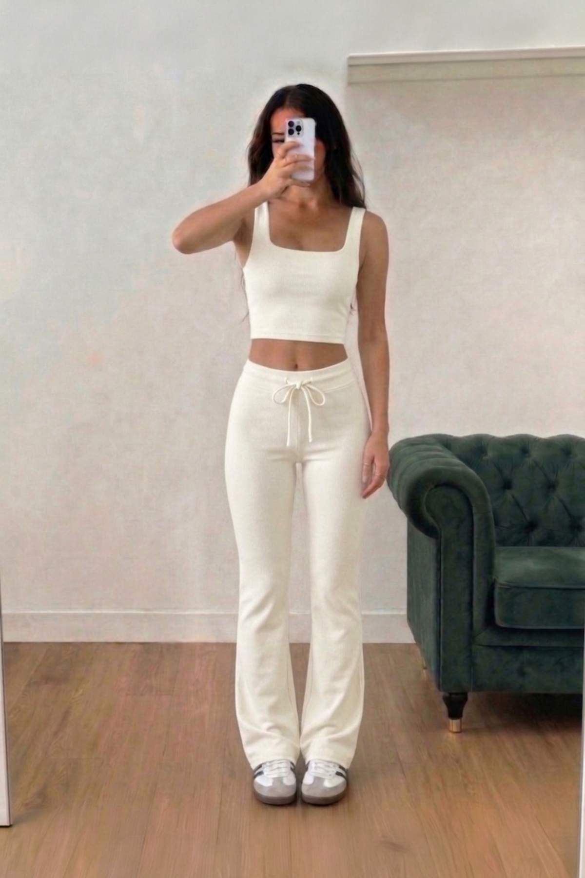 fablair Yumuşak Dokulu Modal Yüksek Bel Esnek Geniş Paça Pantolon görsel 3