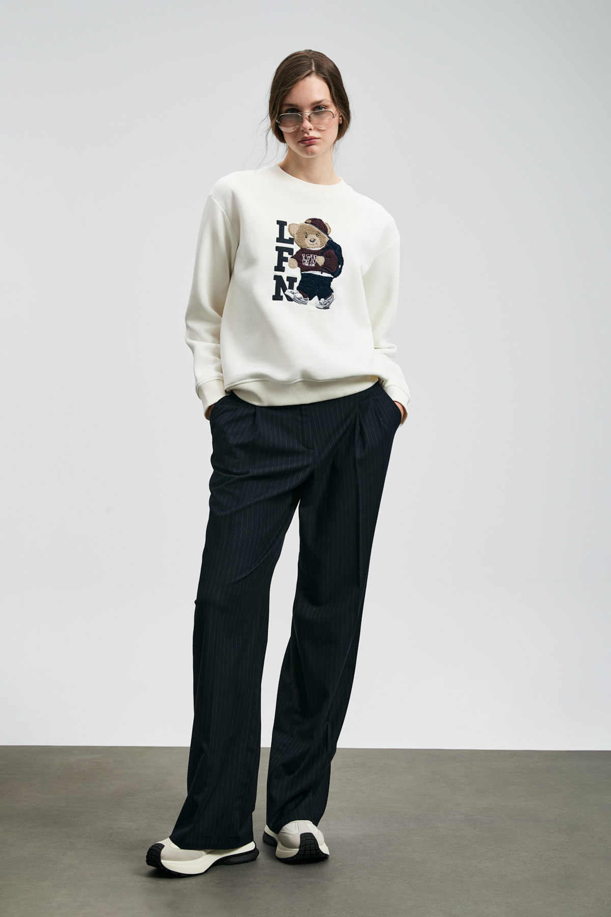 Lufian  Dıamond Kadın Örme Sweatshırt Kırık Beyaz - Görsel 3