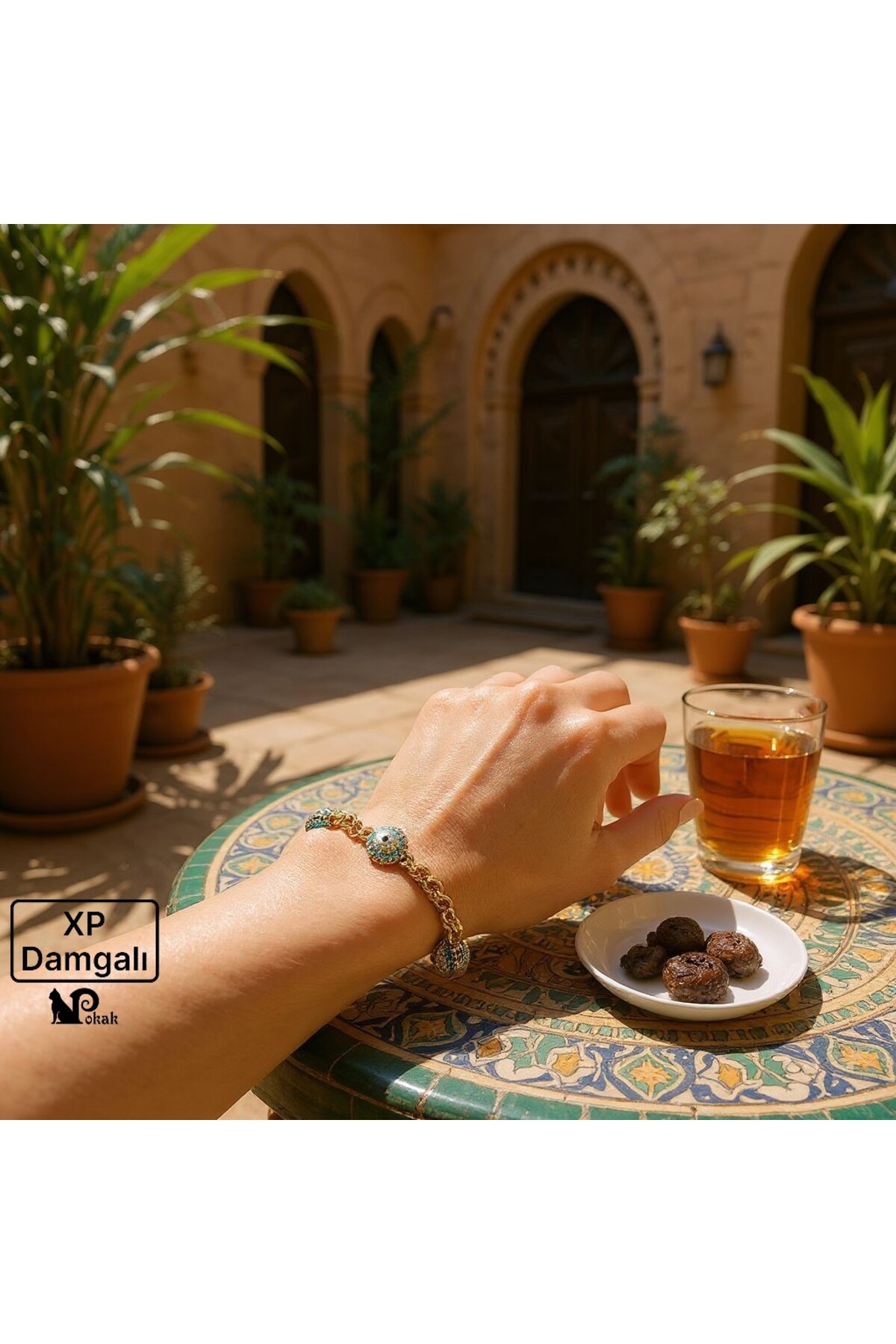 XUPING JEWELRY 14K Altın Rengi Nazar Topçuklu Vip Lux Bileklik görsel 3