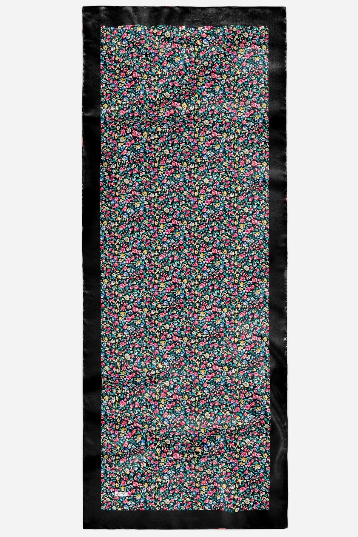 AFVENTE  Mini Çiçek Desen Turkuaz Soft Pamuk Şal - Görsel 2