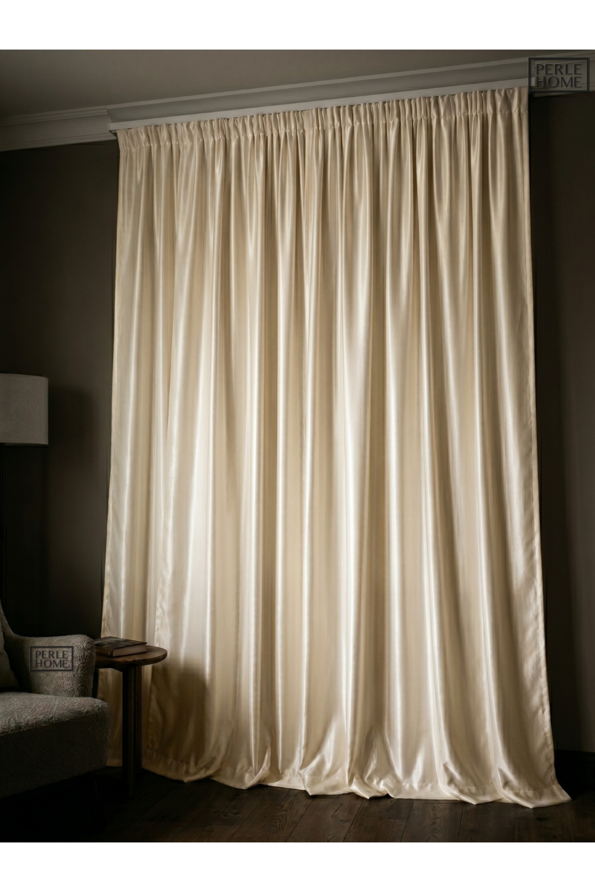 Cream Satin Sunshade Curtain – Extrafor Shirred