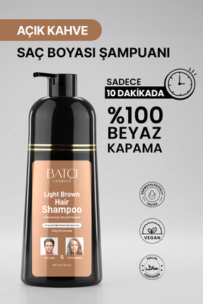 Batçı Beyaz Saçlar İçin Açık Kahve Anında Etkili Saç Boyası Şampuan 350 Ml