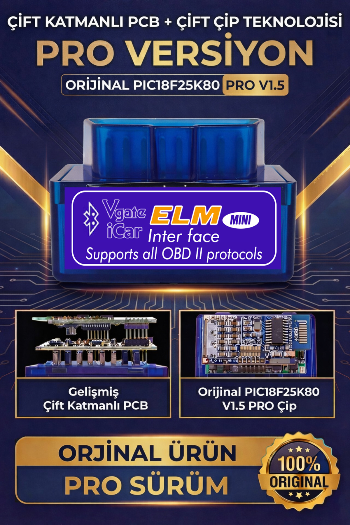 vgate icar Pro v1.5 Akıllı Oto Arıza Tespit Cihazı - PIC18F25K80