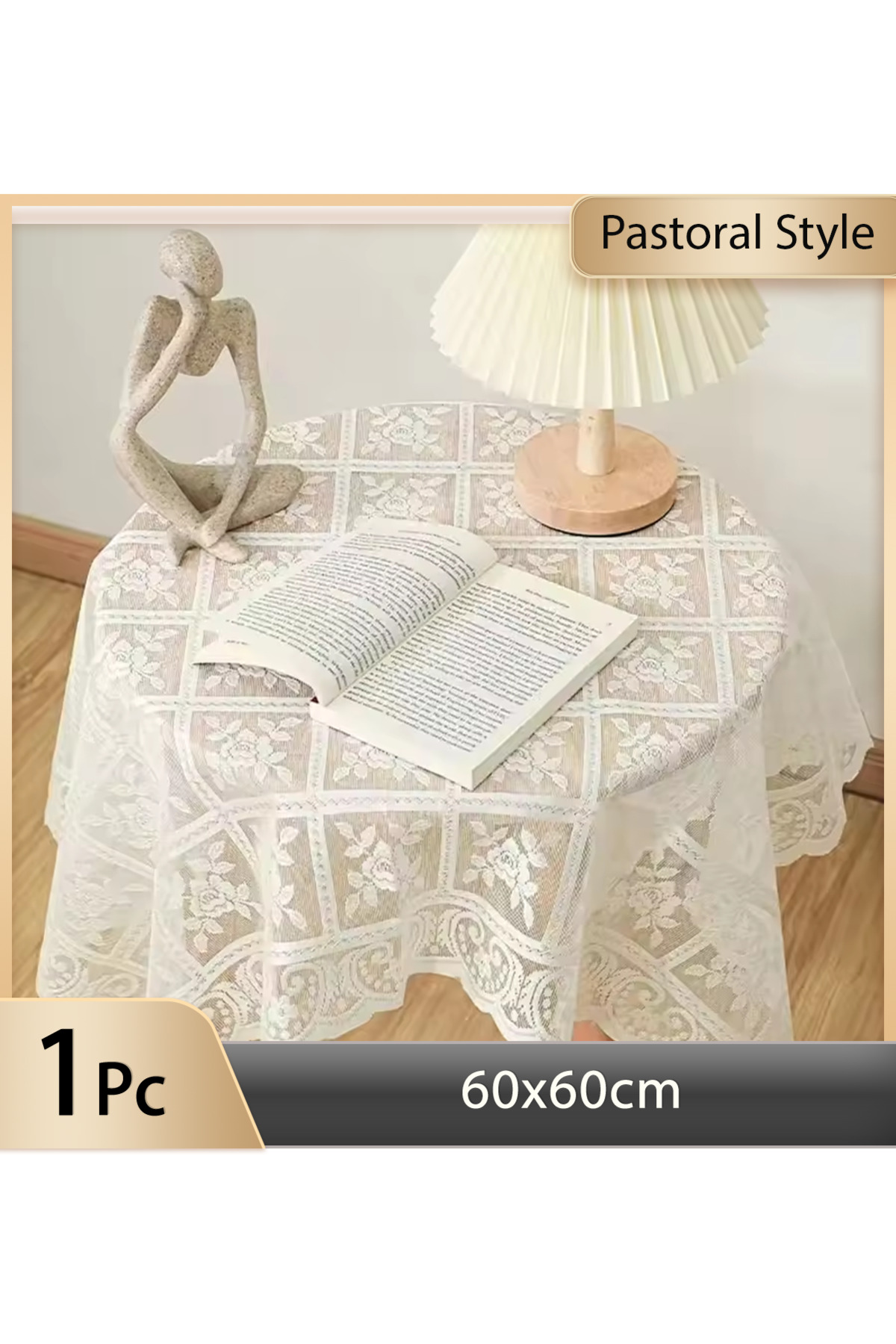 Choice 60×60CM Round Antique Embroidered Lace Tablecloth Solid Color Polyeste...