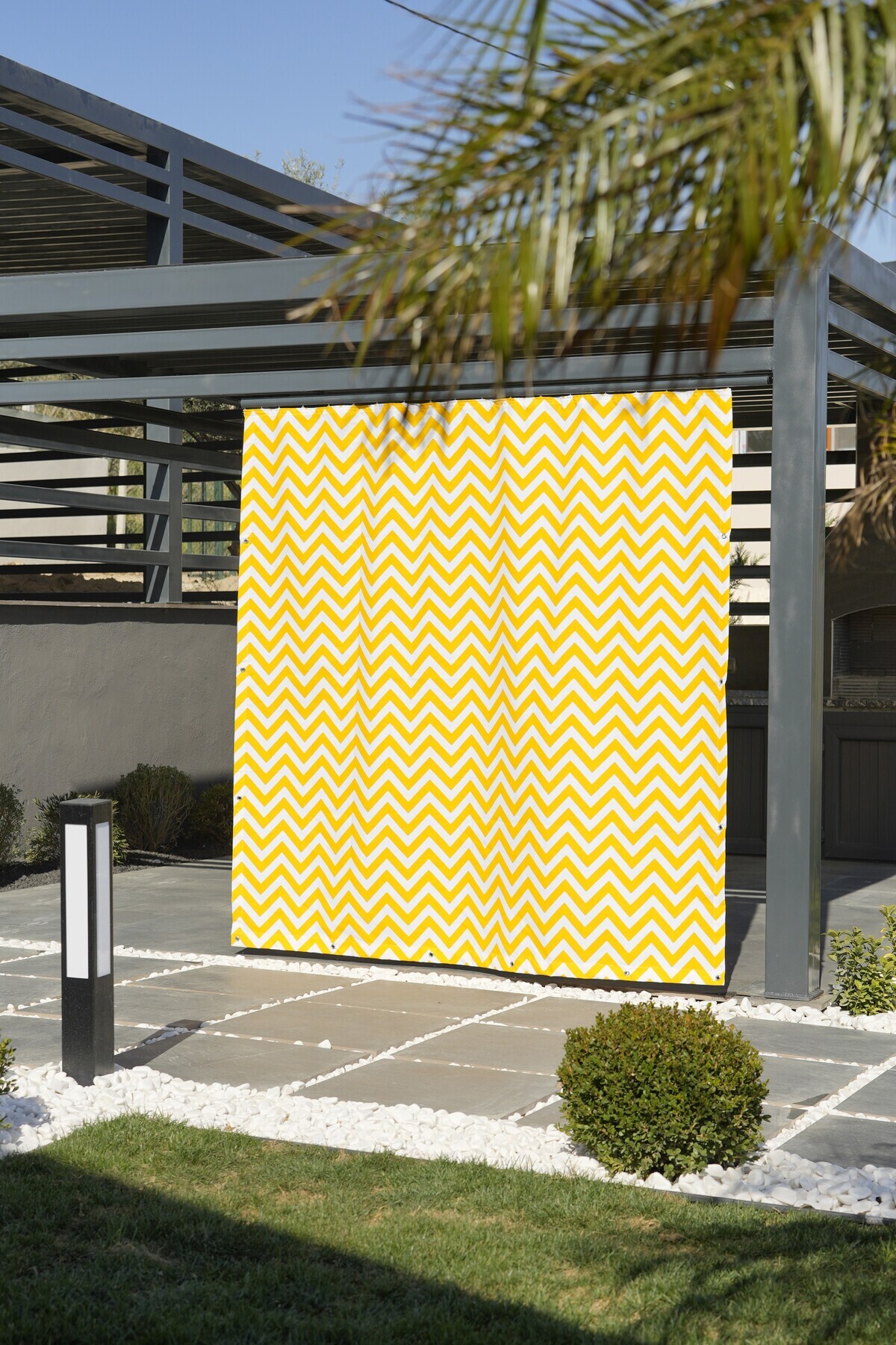 Balcony Curtain Enxboy Optional Eyelet Balcony Tarpaulin Yellow Zigzag