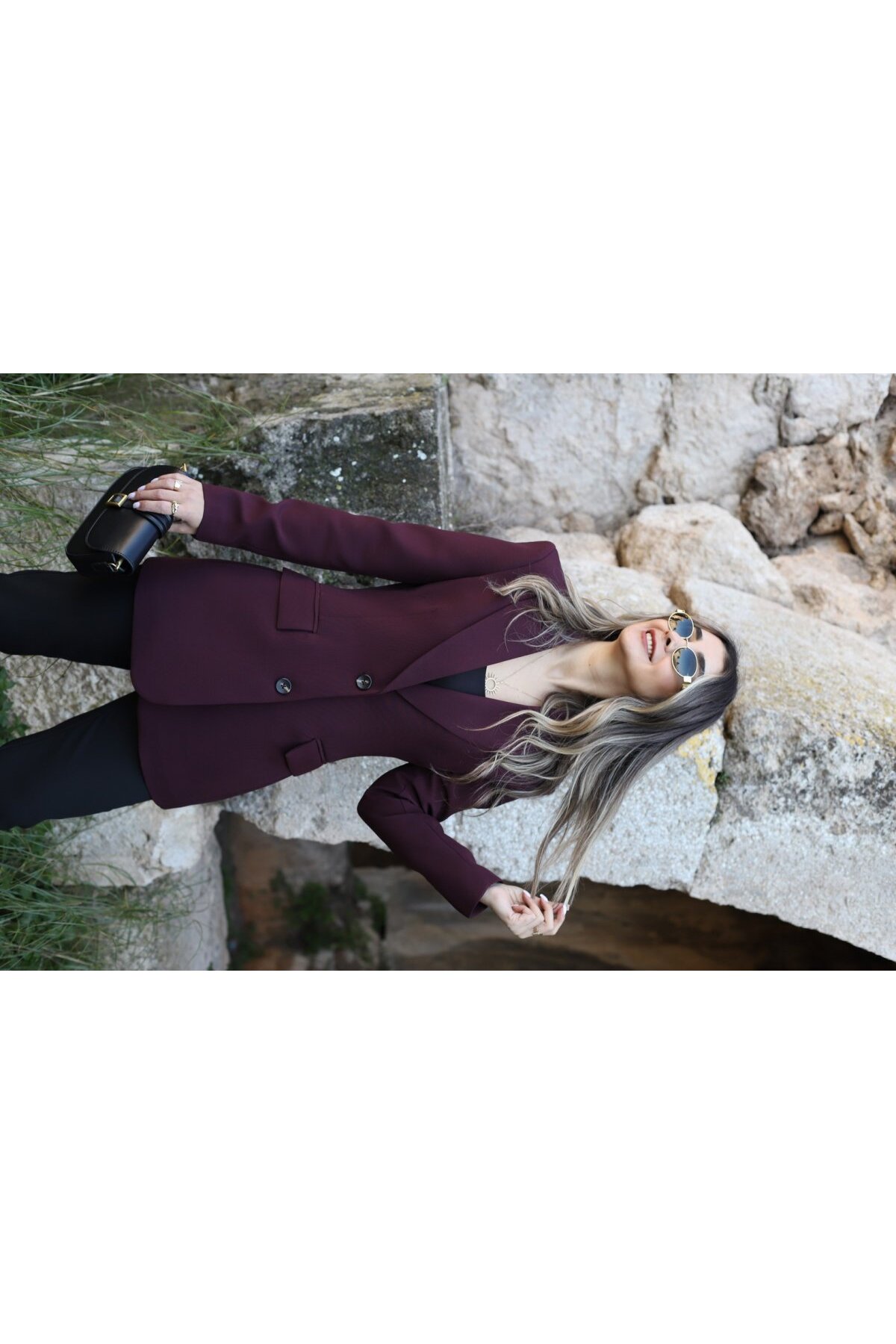 bytugcekaya  Mürdüm Premium Nervür Detay Blazer