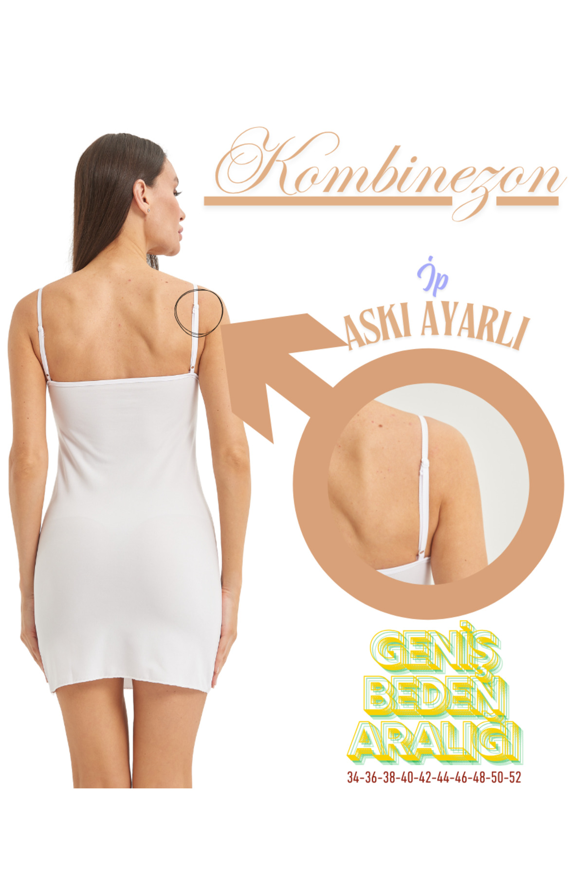 Mercan KADIN BEYAZ KOMBİNEZON - AYAR ASKILI, ZARAFETİ HİSSET
