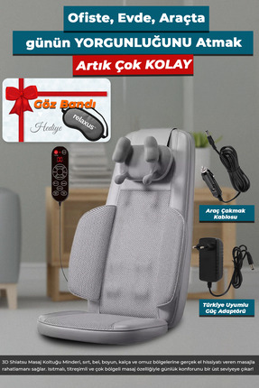 RELAXUS Masaj Koltuğu Minderi Isıtmalı, Titreşimli, Sırt, Bel Ve Omuz Ofis Ma...