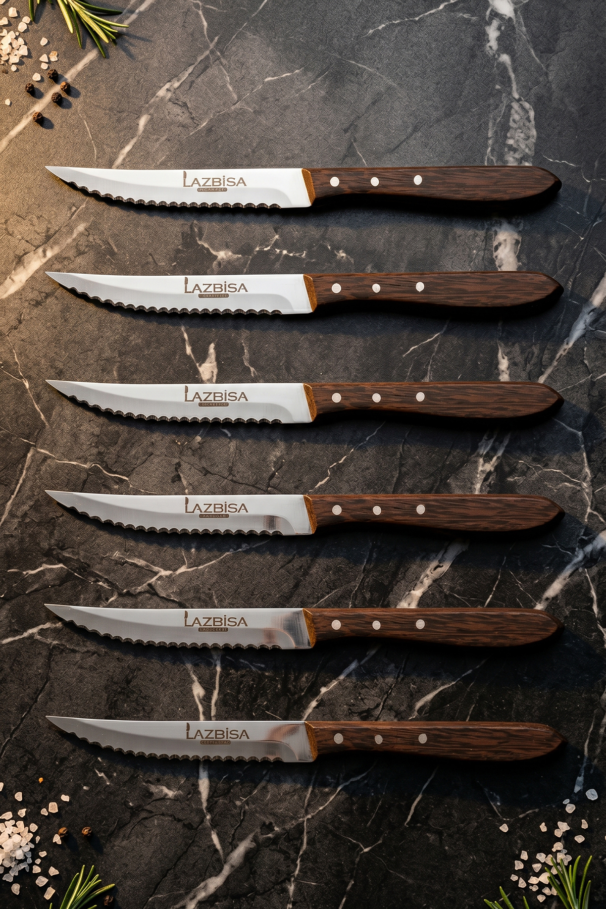Hand Craft Series Steak Meat Knife Kitchen Knife 6-Piece Restaurant Meat Cutting Chopping Knife (Mtf-057)