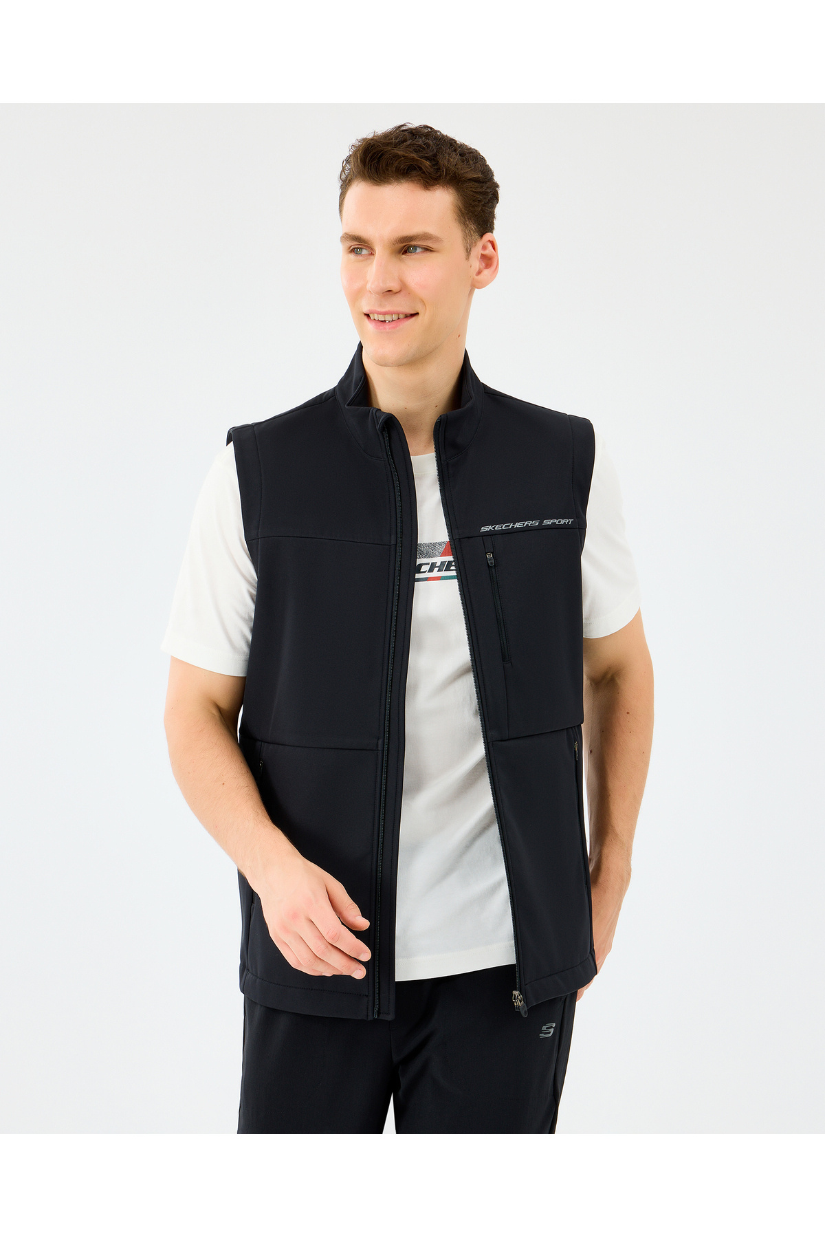 SKECHERS M Fitted Turtle Neck Softshell Vest Erkek Siyah Yelek S2520220-3817