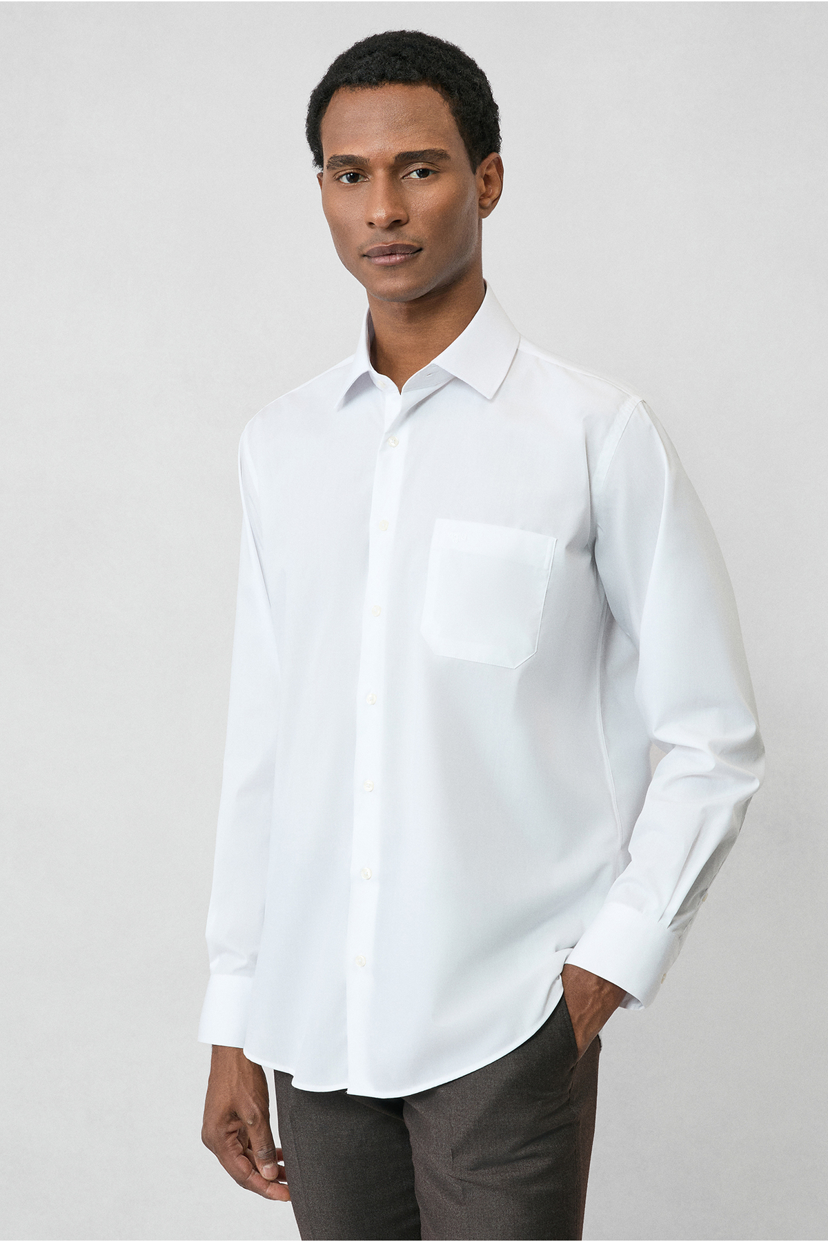 Kiğılı  Uzun Kol Regular Fit Klasik Yaka Cepli Pamuklu Non Iron Ütü Gerektirmeyen Gömlek