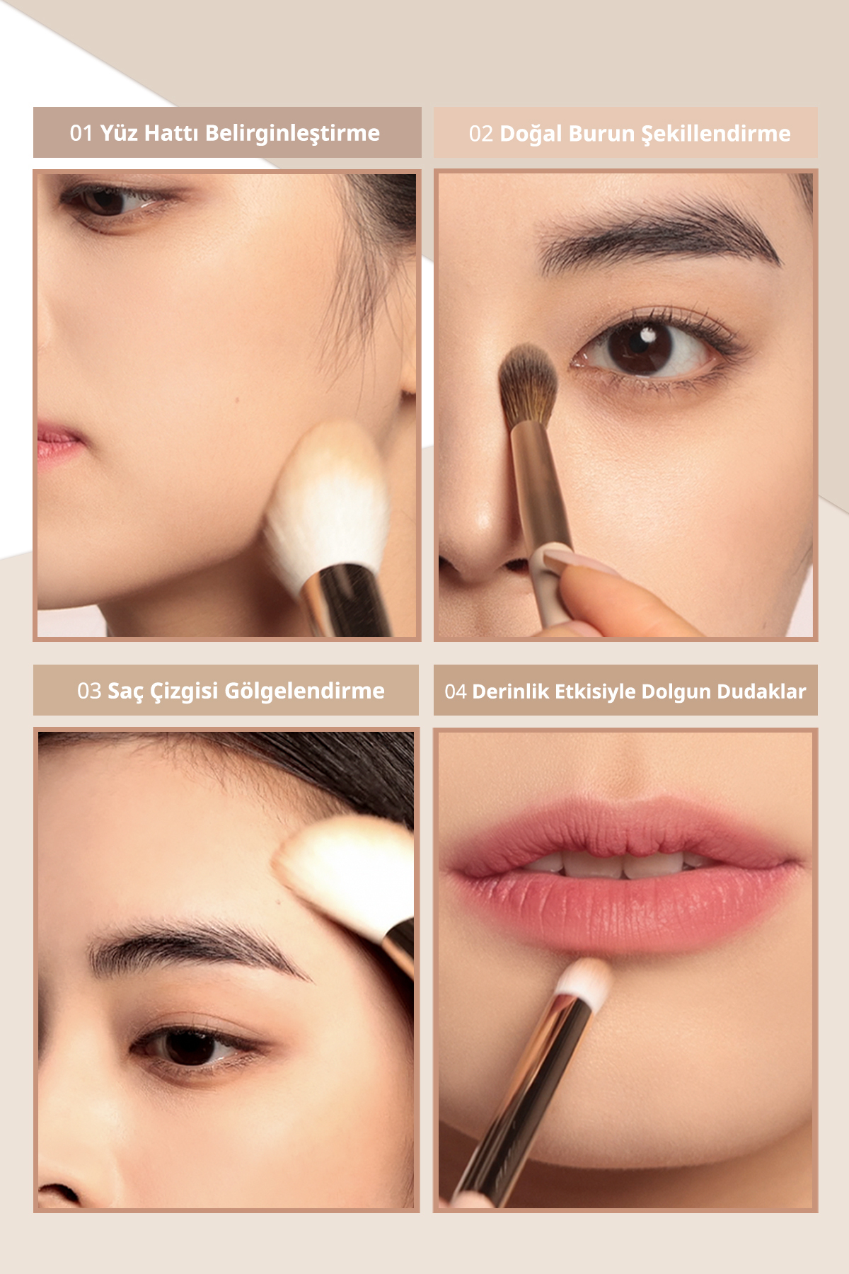 Doğal Gölgelendirme Sunan 3'lü Kontür Paleti V Cut Blending Shading (#01 Warm Blending) — قهوه‌ای 111651 — تصویر 6 از 8