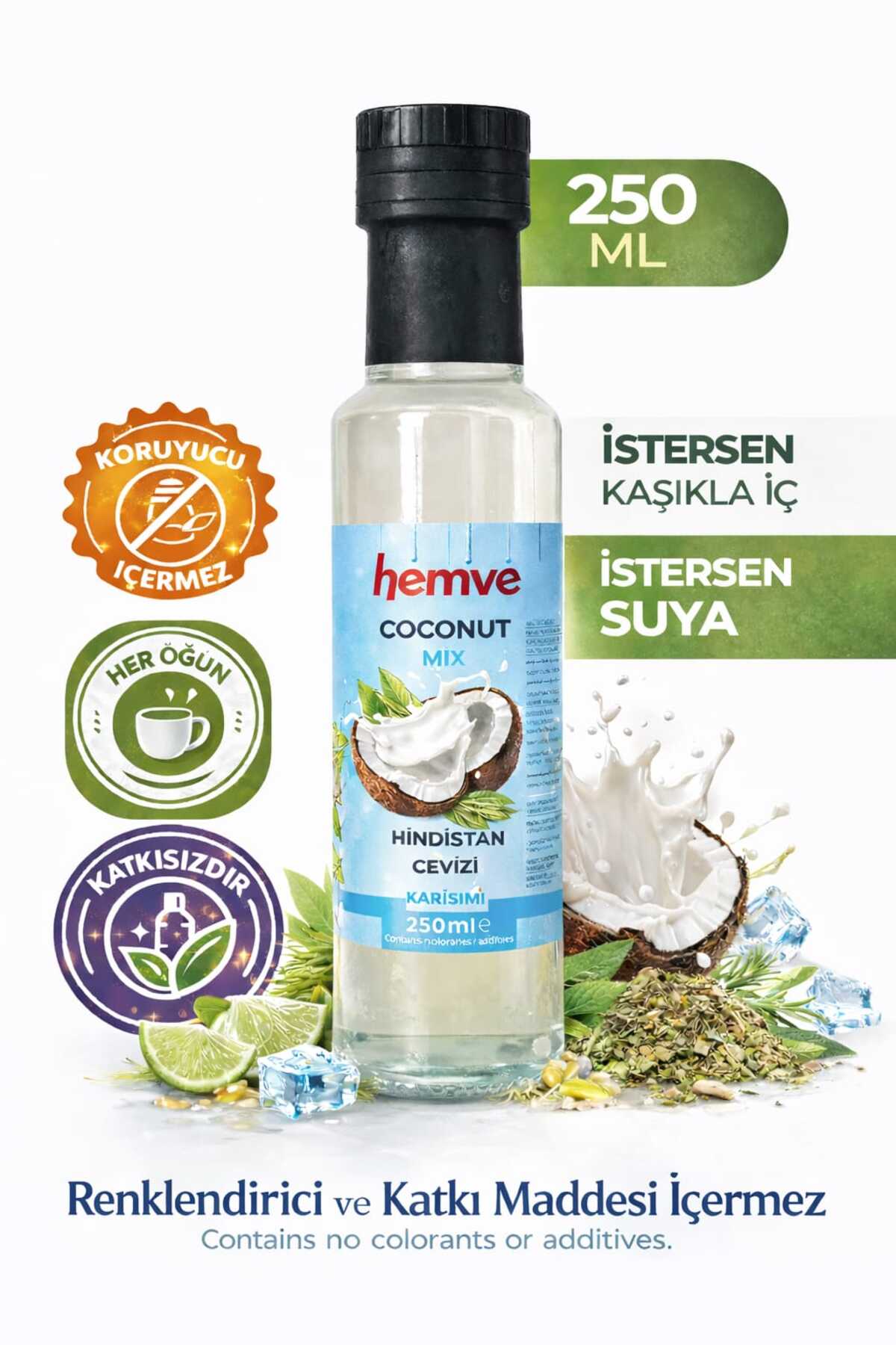 HEMVE Coconut Fit Hindistan Cevizi Şurubu mix 250 ml-Detox Mix