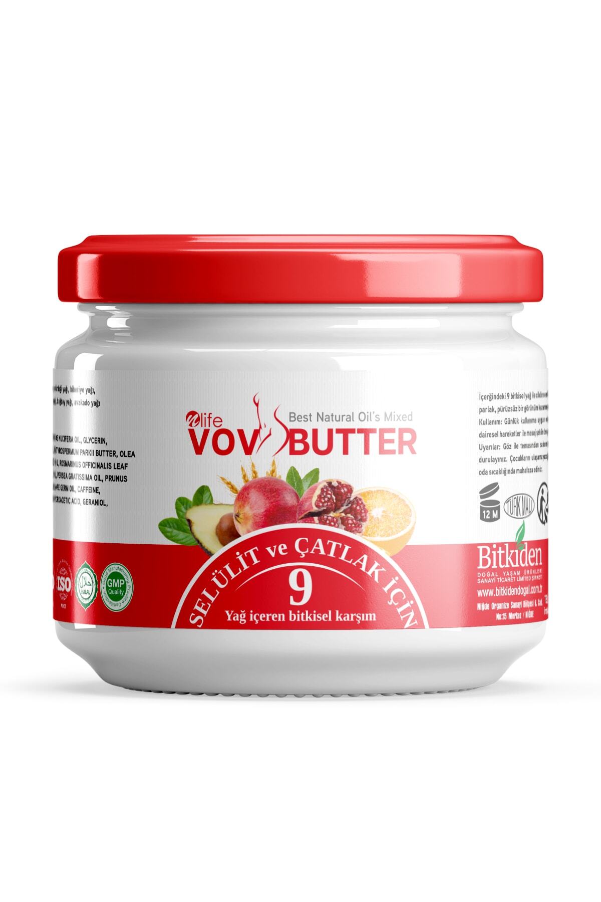 Vov Butter Selülit ve Çatlak Kremi / 9 Bitkisel Yağ Karışımı 190 ml Bitkisel İçerik Caffeine Shea Butter — 9 Yağ İçeren mix jel — تصویر 2 از 4