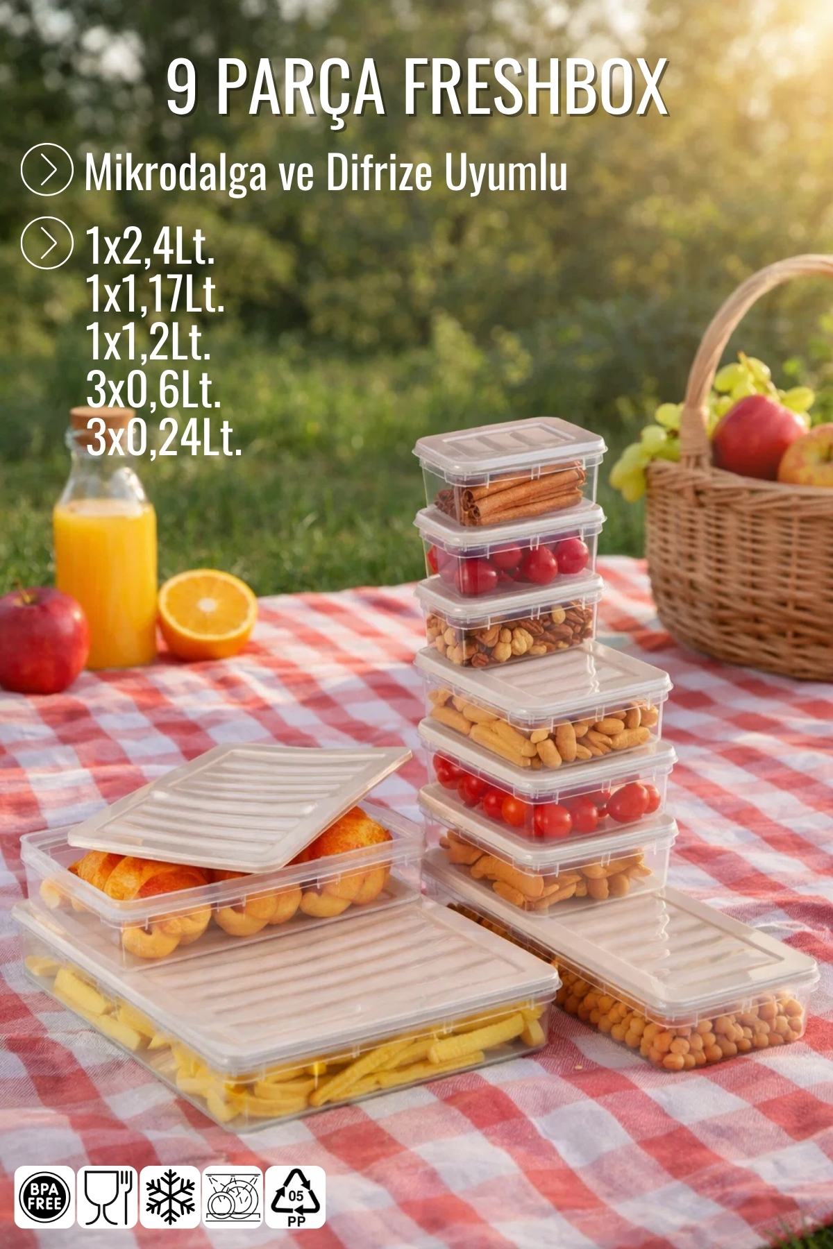 Nandy Home 9'lu Set Freshbox Mikrodalga Ve Difrize Uygun Saklama