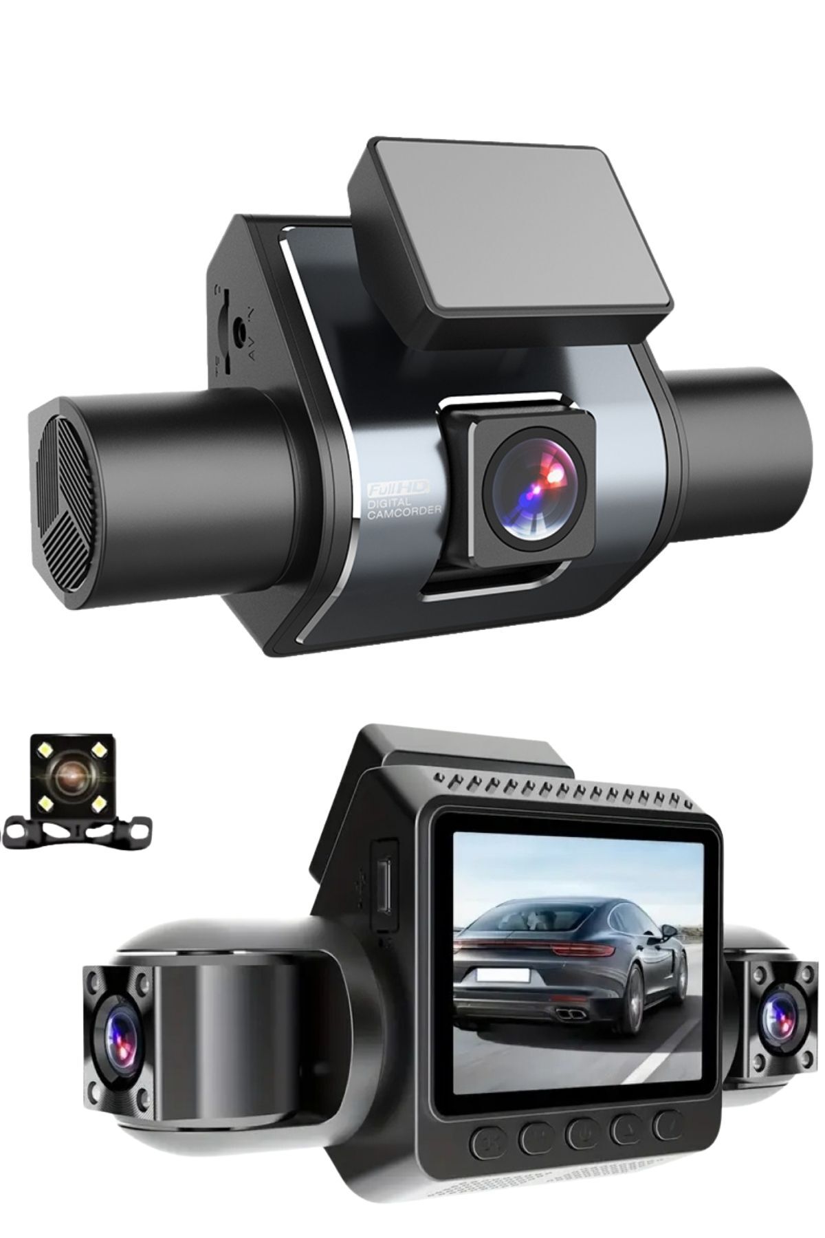 Zineets 360 4 Kameralı Wifi 1080p Araç içi Lcd Ekranlı Gece