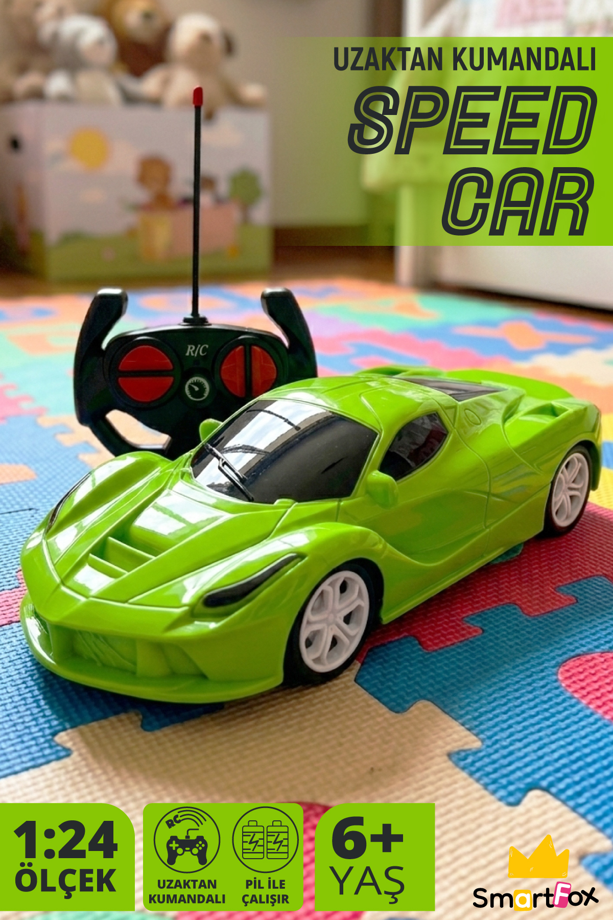 SmartFox Uzaktan Kumandalı Speed Car Pilli Oyuncak Araba 1:24 Ölçek