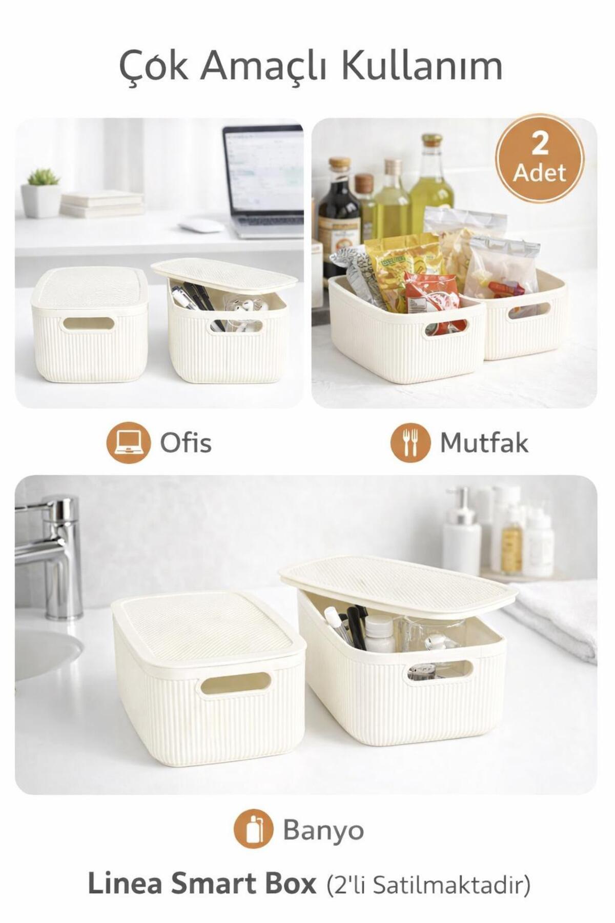 Okyanus Home Linea Smart Box Beyaz 2,4 Lt 2 Adet Kapaklı Çok
