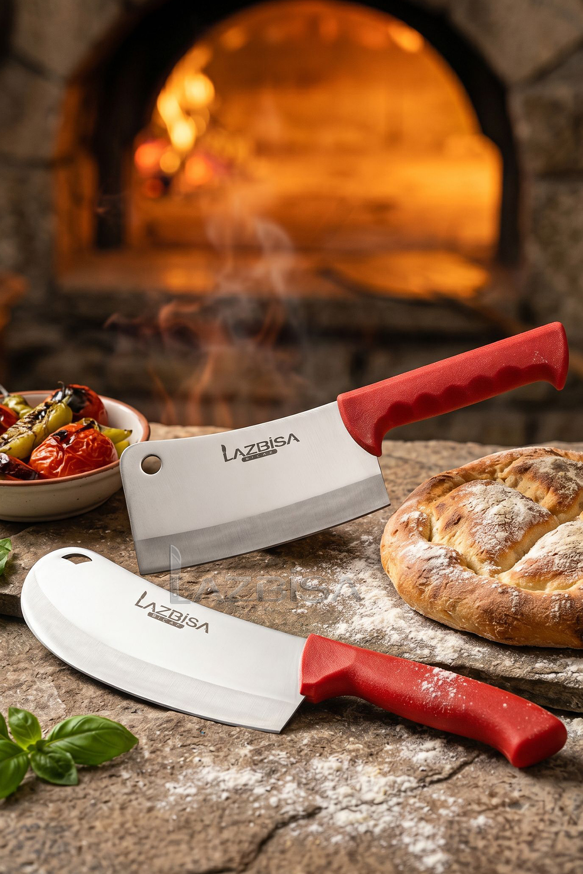 Silver Series Kitchen Knife Dumpling Knife Pizza Pita Salad Knife Chicken Line 2 Pieces Set (Mft-258)