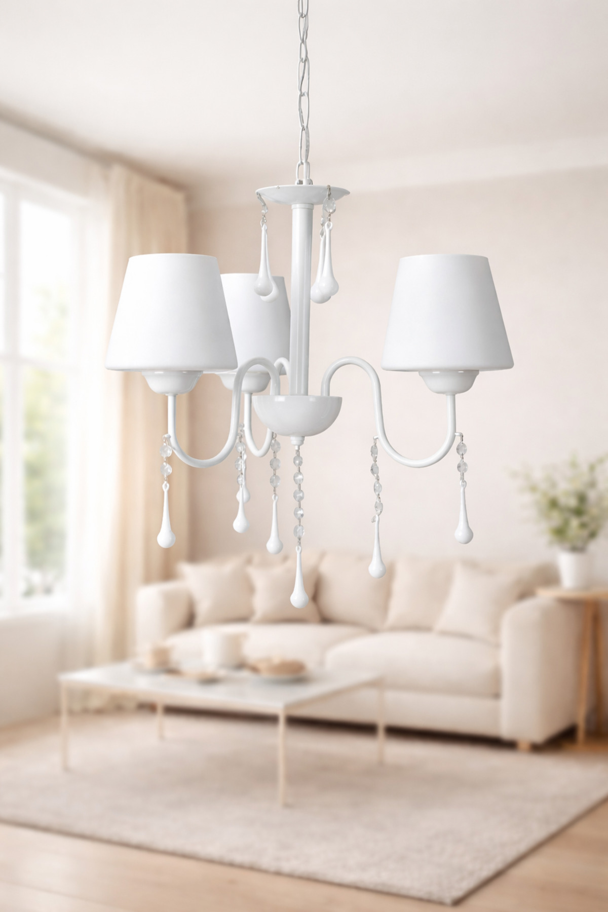 Swan Beaded Glass Chandelier 3pcs White • • Living Room Living Room Bedroom Chandelier with Modern Stone Chandelier Models Modern Luxury Chandelier Decorative Living Room Chandelier Kitchen Chandelier Glass Chandelier Lamp Chandelier with Sleeves