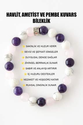 Perlavita Havlit Ametist Ve Pembe Kuvars Huzur Ve Duygusal Denge Bilekliği | ...