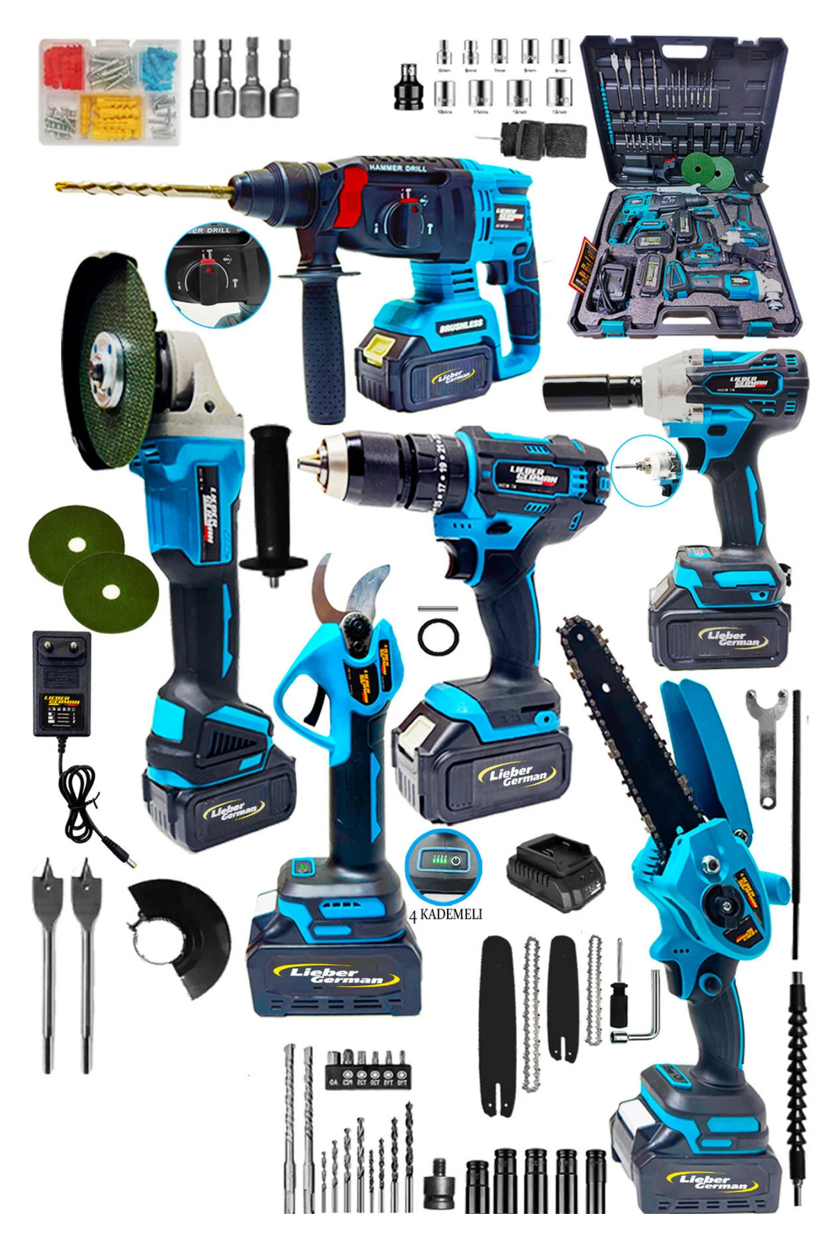 Lieber German Kömürsüz Brushless 6'lı Set 3 Akülü Somun Sökme