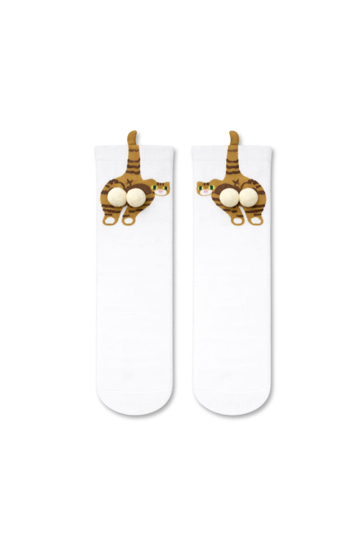 CARNAVAL SOCKS 4’lü Ponponlu Kedi Desenli Unisex Kutulu Çorap Seti görsel 5