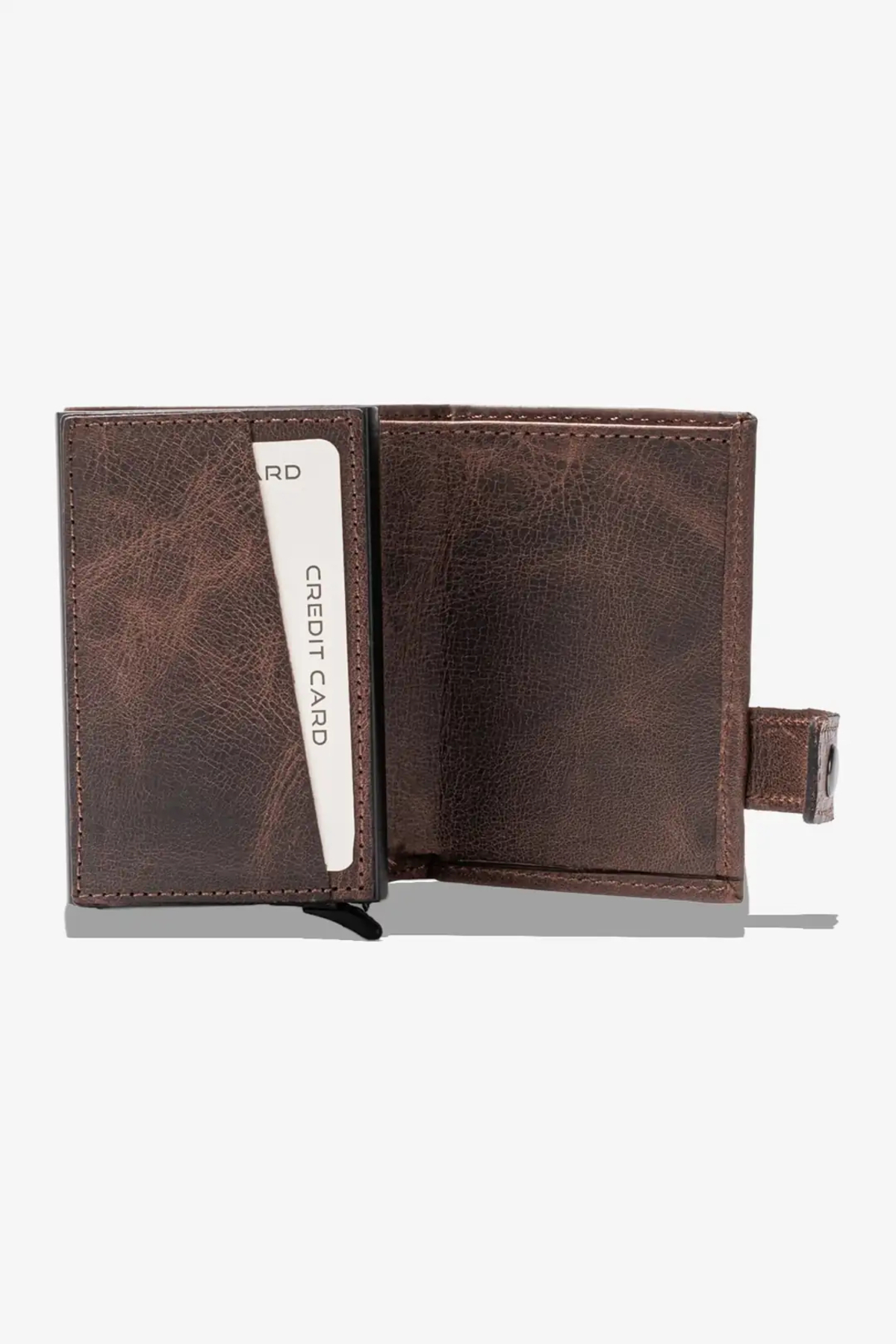 Getto Deri  Moon Mekanizmalı Hakiki Deri Minimal Kişiye Özel İsim Baskılı Cüzdan - Görsel 5