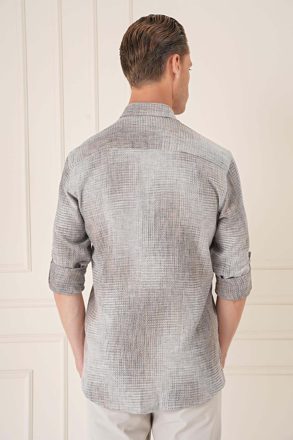 پیراهن مردانه Comfort Fit Batik Pattern 100% Linen Beige G 1571 — رنگارنگ G1571Y0124 — تصویر 5 از 6
