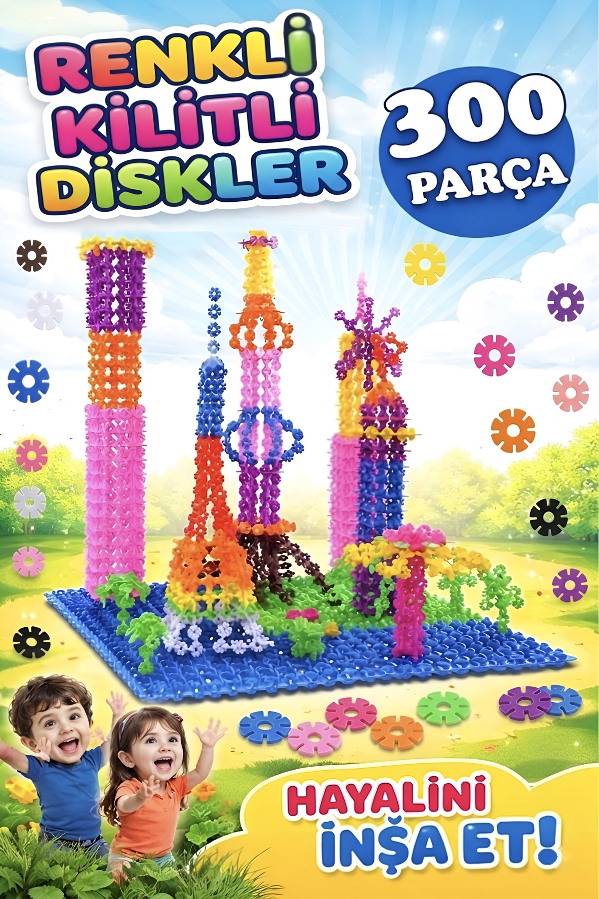 RoseRoi 300 Pieces Interlocking Discs Educational Toy Set Vacuum Molecule