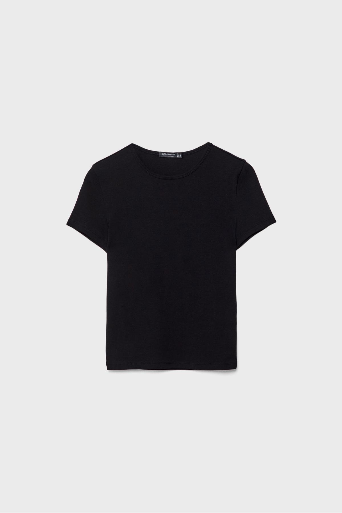 Stradivarius Basic dar kesim t-shirt görsel 7