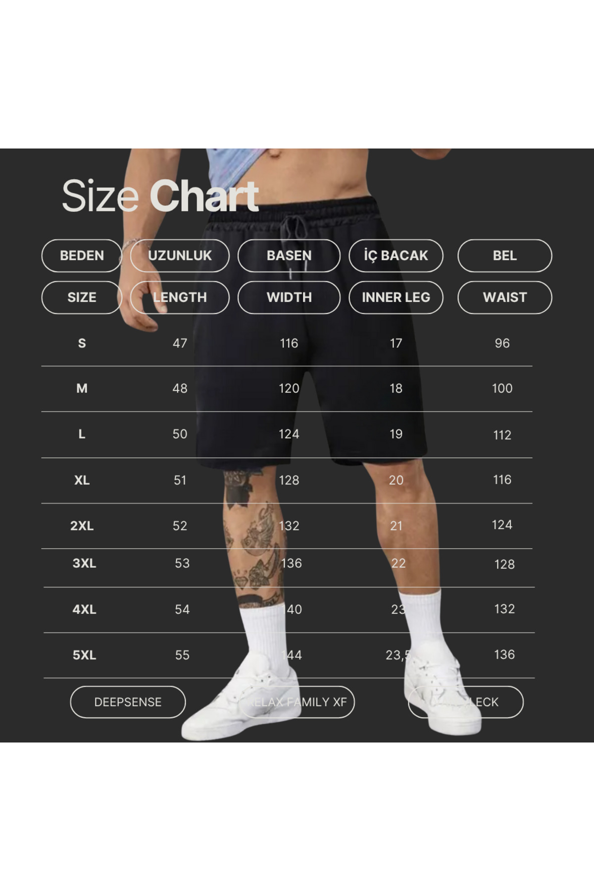 Relax family xf  Erkek Siyah Penye Biyeli Penye Şort Basketbol Futbol Fitness Spor Egzersizi Koşu Bermuda - Görsel 7