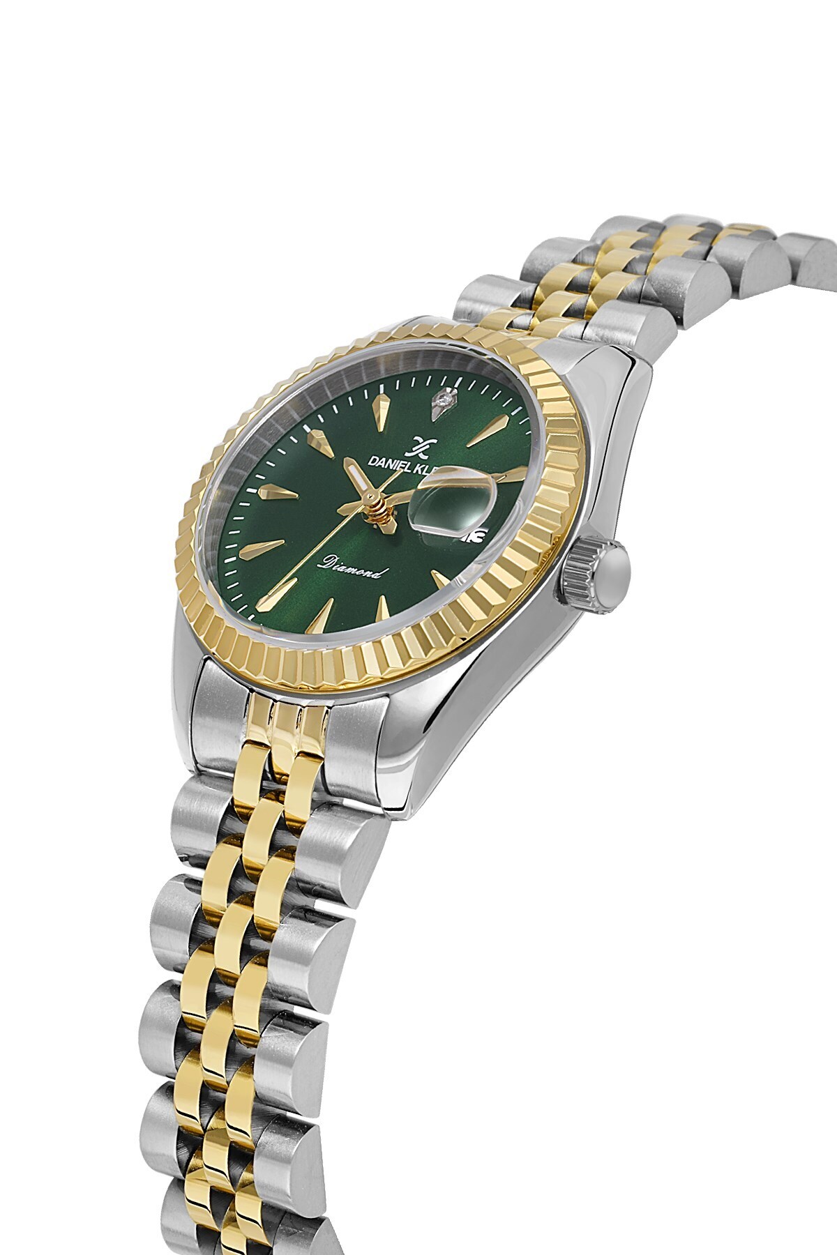Daniel Klein  Jubile Kordon Pırlanta Taşlı Özel Diamond Serisi Küçük Kasalı (28 MM) Yeşil Kadranlı Kadın Kol Saati - Görsel 4