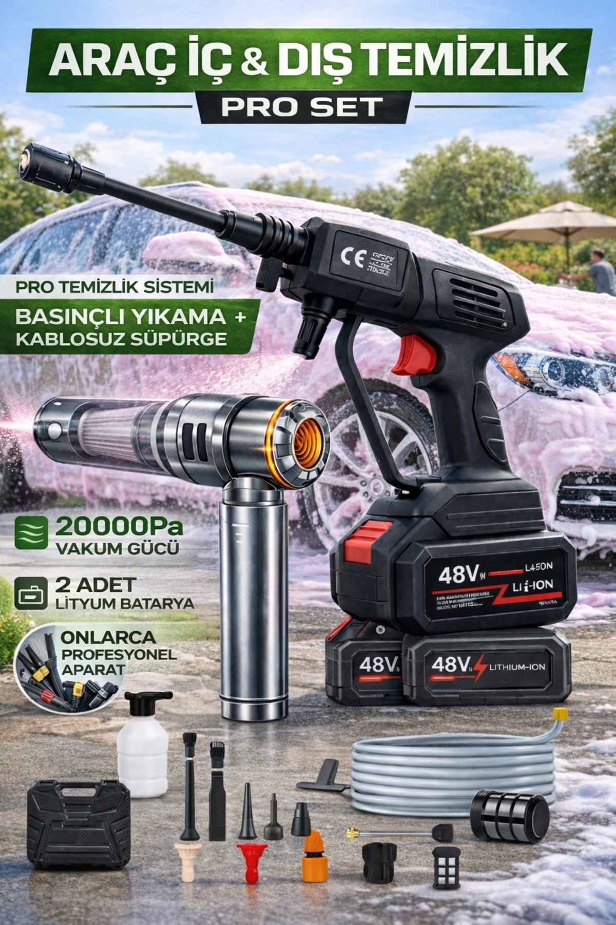 arichanページ(*ˊ˘ˋ*) Zineets Akülü Şarjlı Yüksek Basınçlı Araç Dış Ve Araç İçi Süpürge