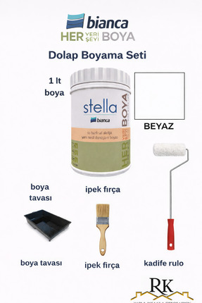 bianca boya Bianca Stella Dolap Boyama Seti Beyaz 1 Lt – Boya Tavası, İpek Fı...